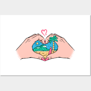 Beach Inside Hands Heart Posters and Art